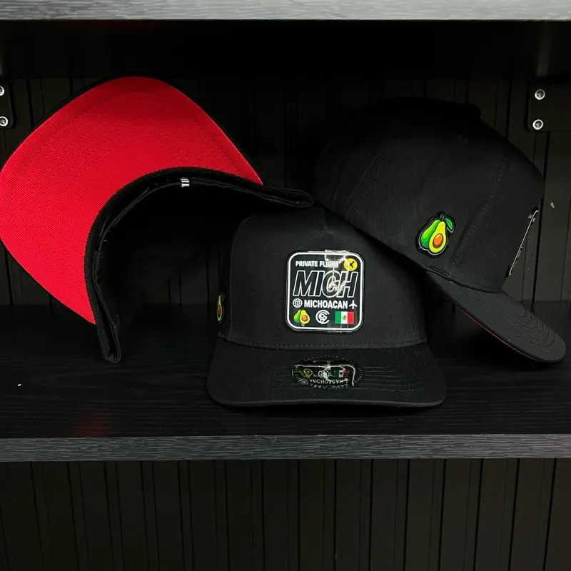 Exclusive Michoacán Private Flight SnapBack Hat - Black/Red Cotton Cap
