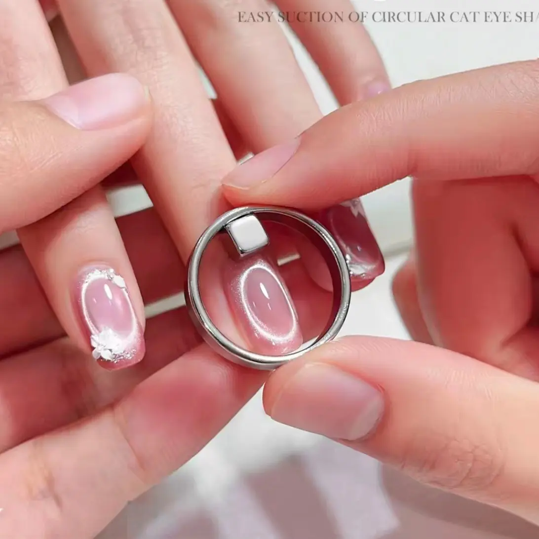 Circular Hollow Magnet Set, Large Ring + Small Square Magnets, Professional Cat Eye Nail Art Tool, High Suction Strength, DIY Nail Art Kit
