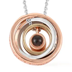 Set of 5 Pendant Necklace for Women Jewelry for Women White Glass Hidden Message I Love on Magnifying Size 20" Birthday Christmas Gifts