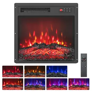COSTWAY - 18 Inch Electric Fireplace Insert with Remote Control and 7 Realistic Flame Colors COSTWAY - 18 Inch Electric Fireplace Insert with Remote Control and 7 Realistic Flame Colors