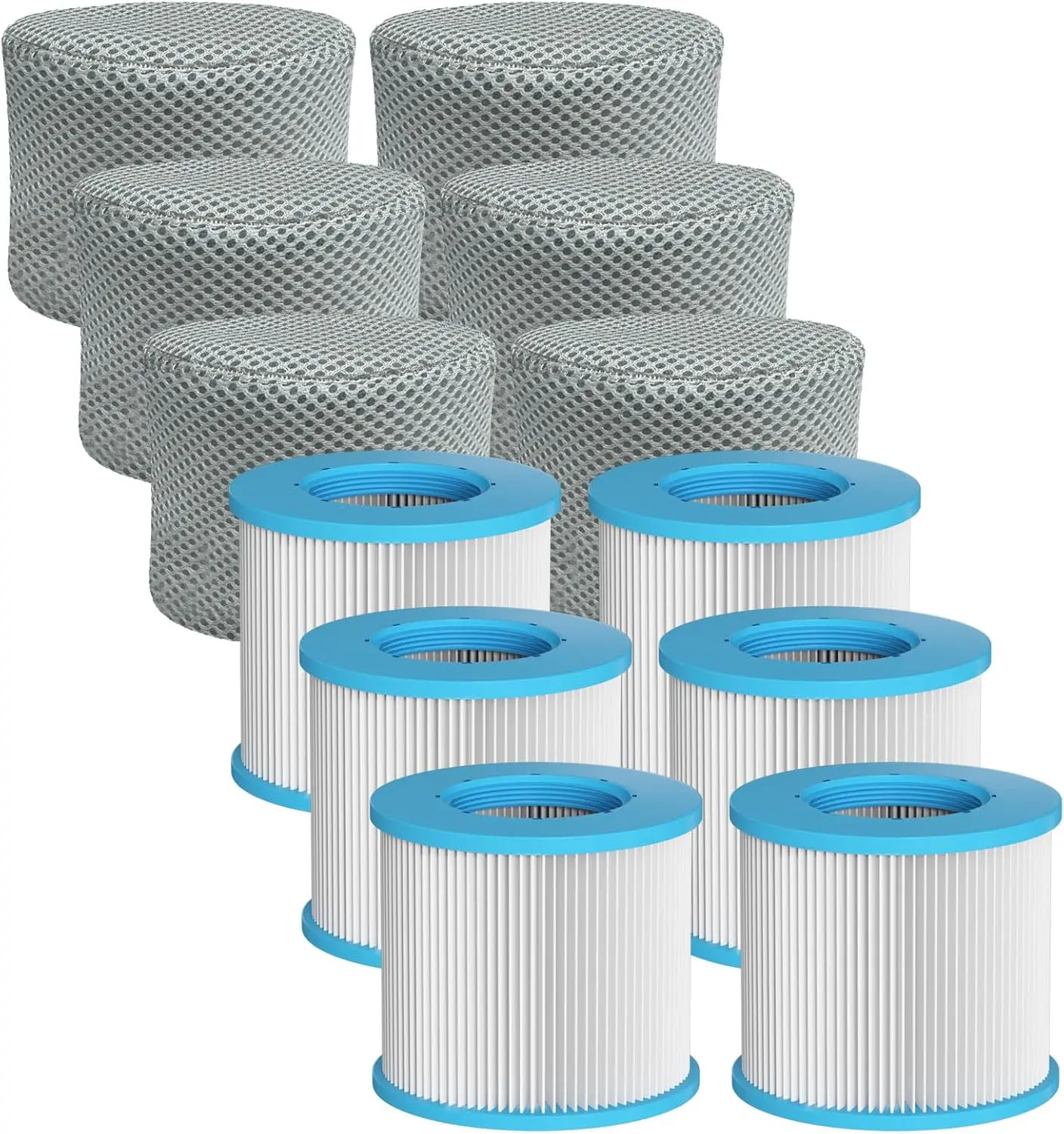 Filter Replacement Cartridges, Pool Filters Hot Tub Accessories, Compatible with  RELXTIME Hot Tub, ALEKO Hot Tub, Wejoy Hot Tub Aquaspa, Screw-in  Filters (6 Filters + 6 Filter Covers)