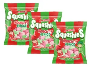 Swizzles Squashies Christmas Naughty & Nice 3 Pack Limited Edition Apple Pie And Strawberry Ice Cream 5 Ounce Peg Bag Sour Peach Gummies Bonbon Candy Snack Sweet
