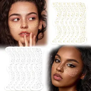 Glitter Freckles Face Tattoo, Makeup Patch-Waterproof Faux FrecklesFace Glitter Speckles Patches Cute Glitter Makeup Accessories for Women 12 Sheets (gold +silver) Flawless Peel Application Easy Style Express Versatile Fashion Universal