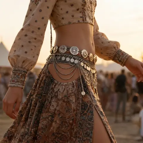 Boho Tribal Style Waist Chain, Multi-Layer Fringe Coin Belt, Chic Body Jewelry, Body Chains, Waist Chain Accessory, Perfect for Beach Vacations, Music Festivals, Carnival Events
