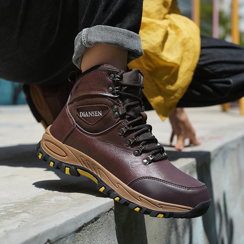 Waterproof Safety Boots Men Indestructible Steel Toe Work Boots Anti-smash Stab-resistant Safety Shoes Anti slip and wear-resistant Protective Boots Advanced color scheme Construction Work Shoes