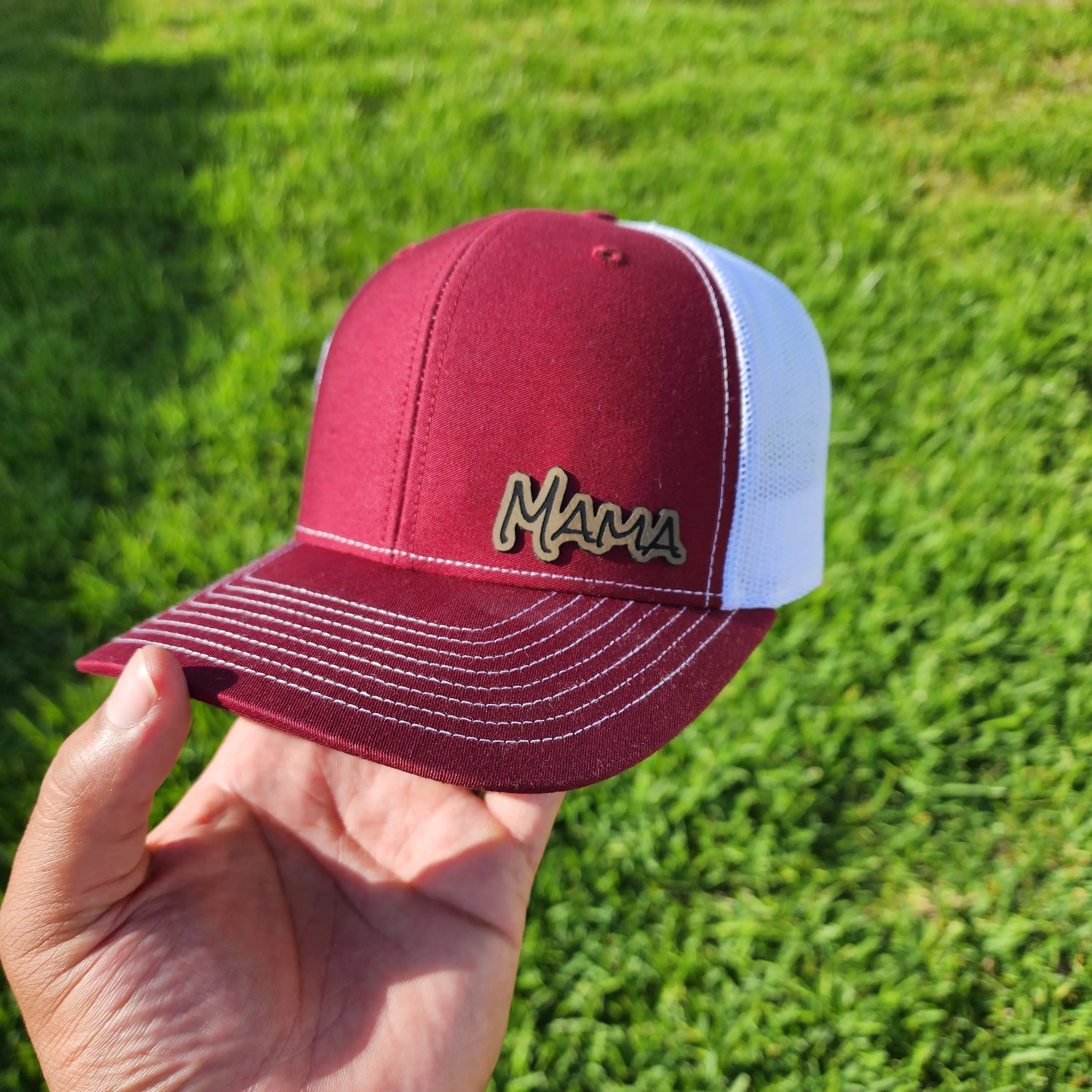 Custom Name Die-Cut Richardson 112 Hat in 15 Colors - Polyester/Cotton Snapback with Vegan Leather Patch