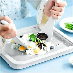 Instant Ice Cream Maker, Rolled Ice Cream Maker, Ice Cream Machine, Food Grade Stainless Steel Soft Serve Ice Cream Roll Machine, Perfect for Frozen Yogurt, Homemade Dessert, Home Use – White