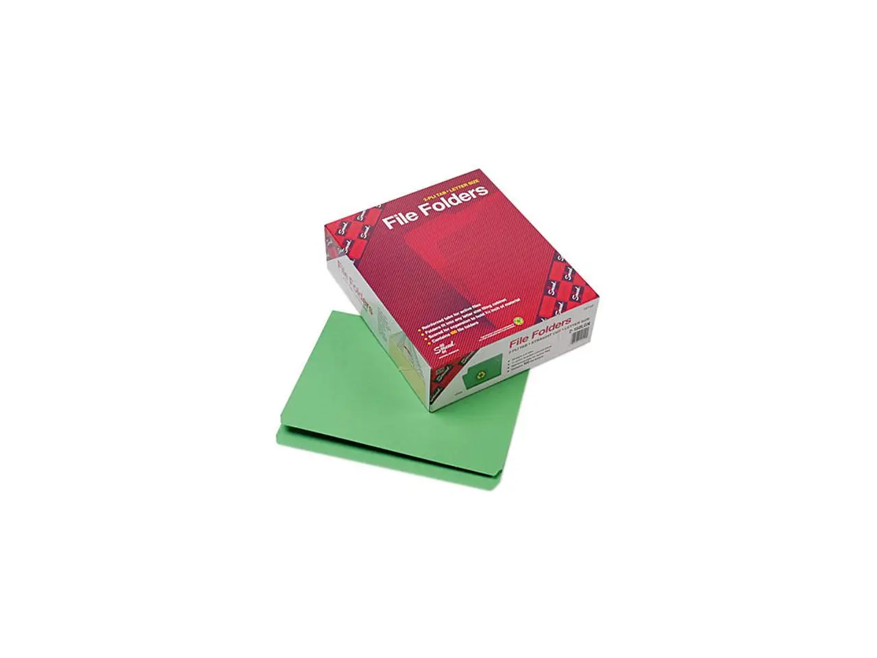 Smead 12110 File Folders, Straight Cut, Reinforced Top Tab, Letter, Green, 100/Box