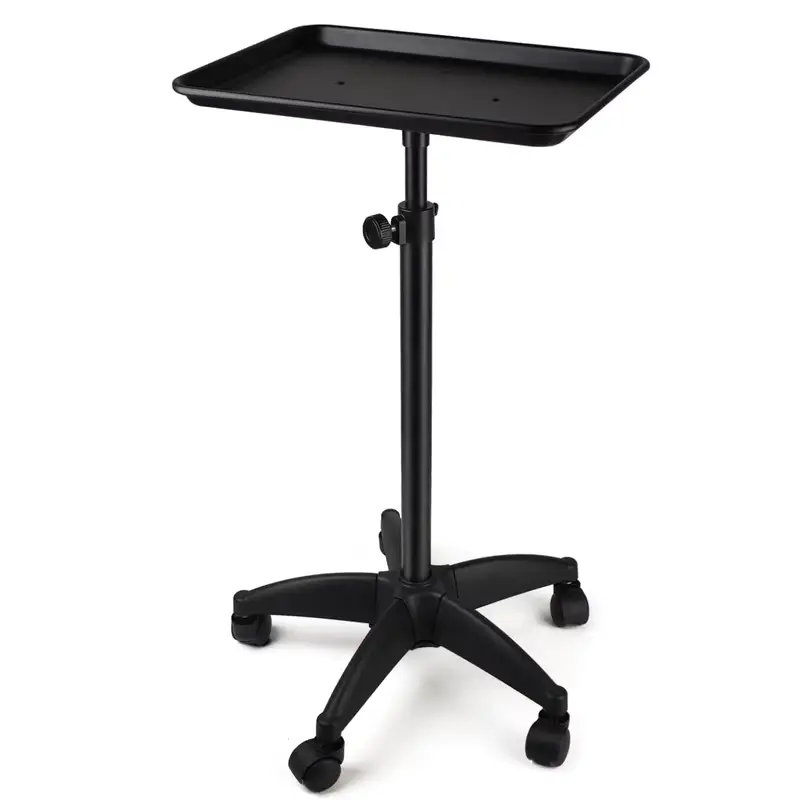 Aluminum Tattoo Rolling Tray with Wheels - Adjustable Height Salon Cart for Hair Stylist Medical Dental Tray