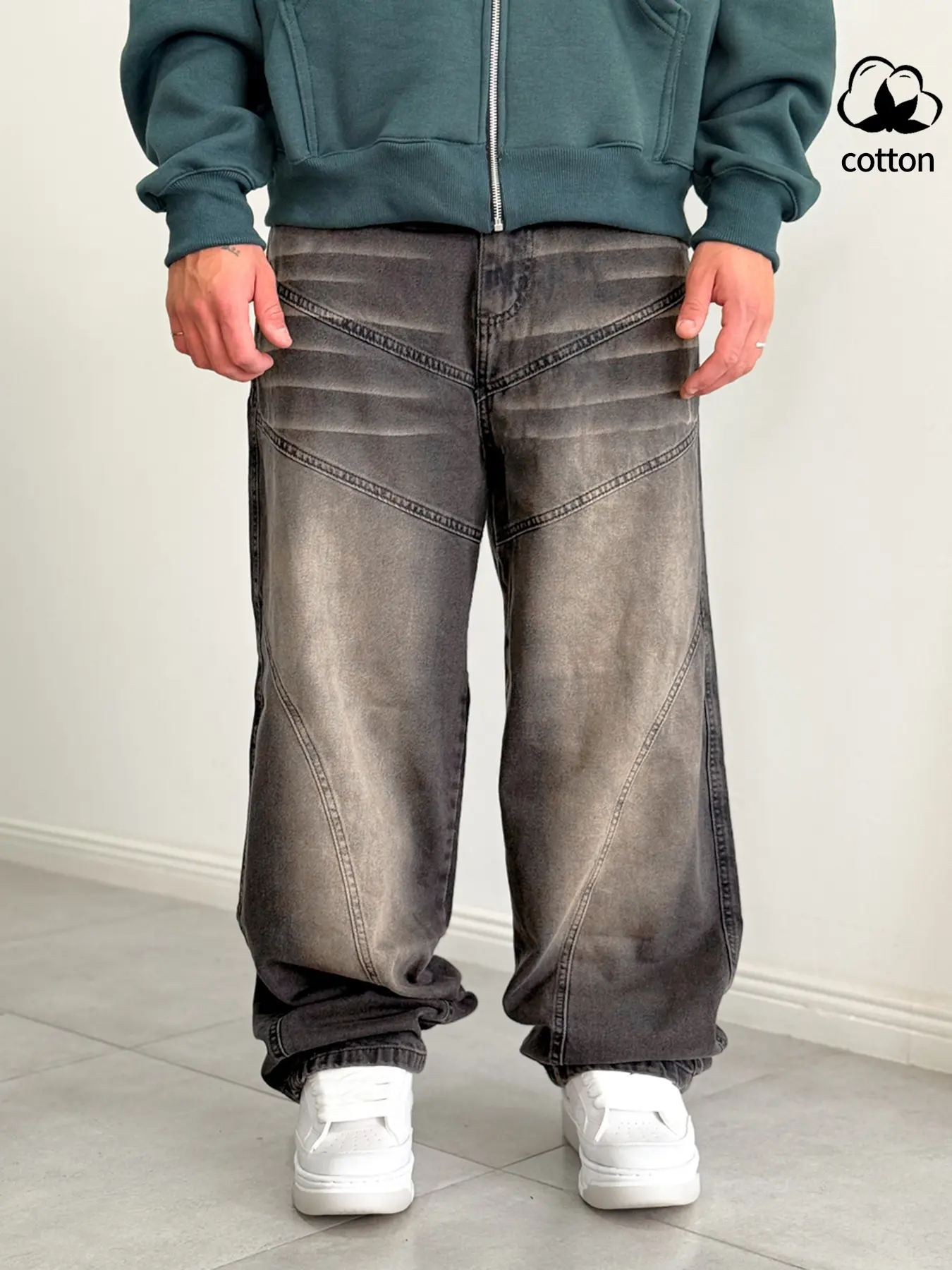 Men's Loose Fit Denim Jeans, Hypemode Straight Leg Pants, Ultra-Comfortable, Durable Material, Fashion Design, Daily Wear