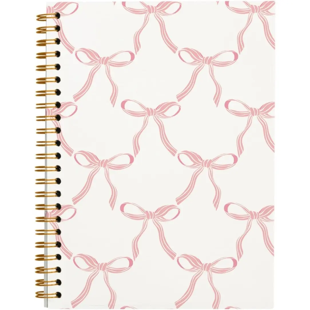 1 pc 5.5*8.3in with 50 pages Pink Bow Notebook, Coquette Planner, Pink Notebooks for Women School Supplies, College Ruled Spiral Notebook, Soft Cover Notebook, Composition Notebook, Aesthetic Notebook