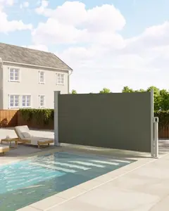 GARVEE 71''x138'' Retractable Side Awning for Patio - Waterproof & UV-Resistant Privacy Screen, Folding Divider for Outdoor Use on Patio, Balcony, and Pools, Grey