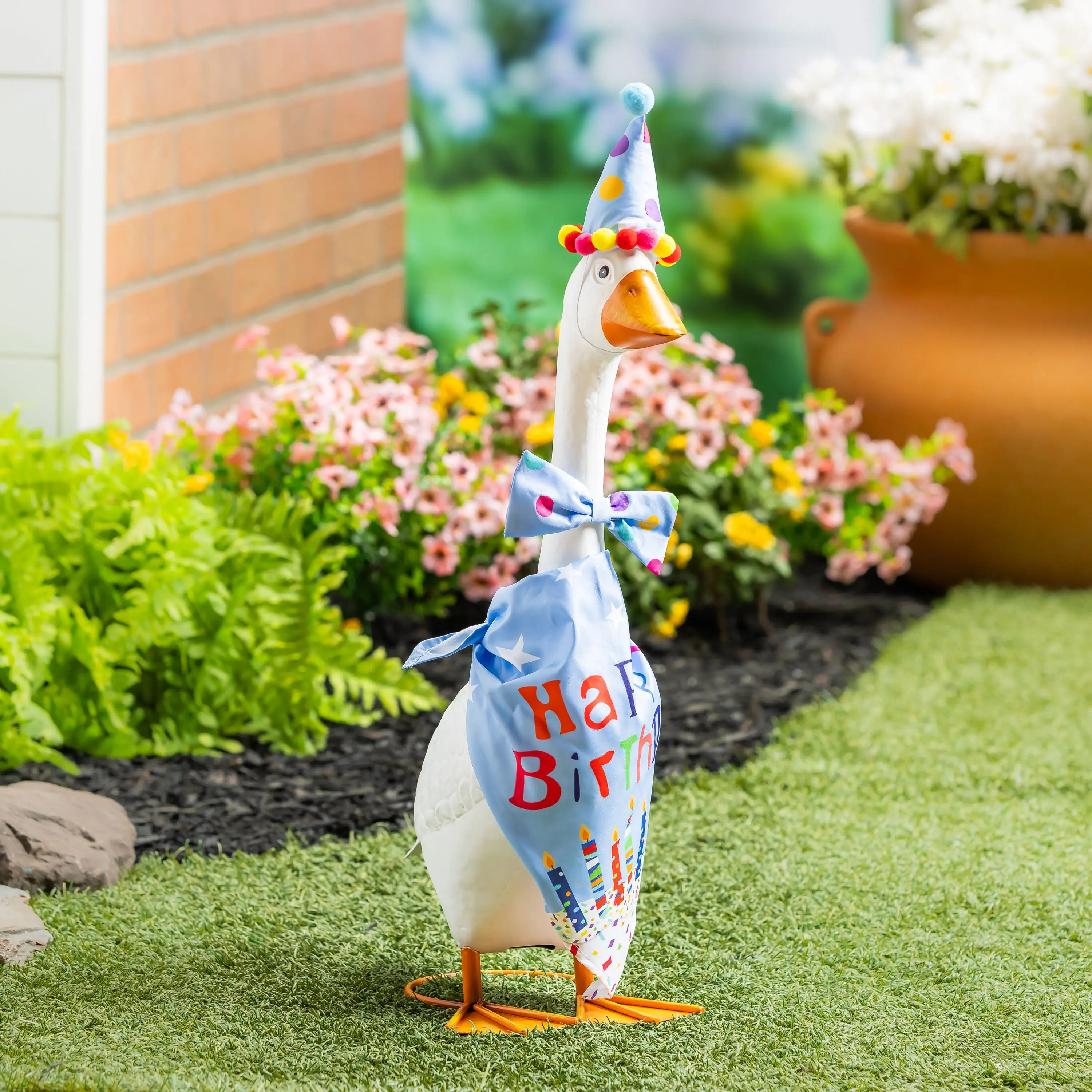 Giddy the Goose Outfit - Birthday Boy Garden Decor, Flair Design, All Year Use, Easy to Dress, Fun Accent, Keep Looking Fresh