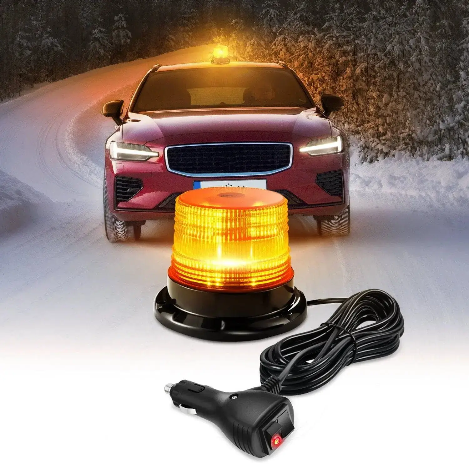 Nilight 40-LED Amber Strobe Automotive Work Light, IP66 Rated, with Amber Glow, Magnet Mounts for Cars & Motorcycles, Amber Strobe Light Bars & Work Lights, Led Bar Light Light Bars & Work Lights