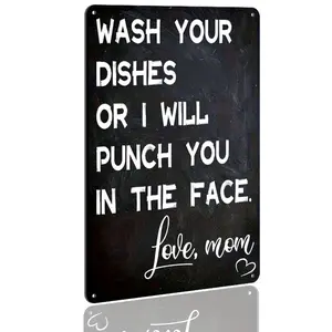 Fun Kitchen Wall Decor Metal Aluminum Decorative Plaque 12x8 Inches, Humorous Quote Sign for Home & Dining Room, Ideal Gift for Mom on Special Occasions