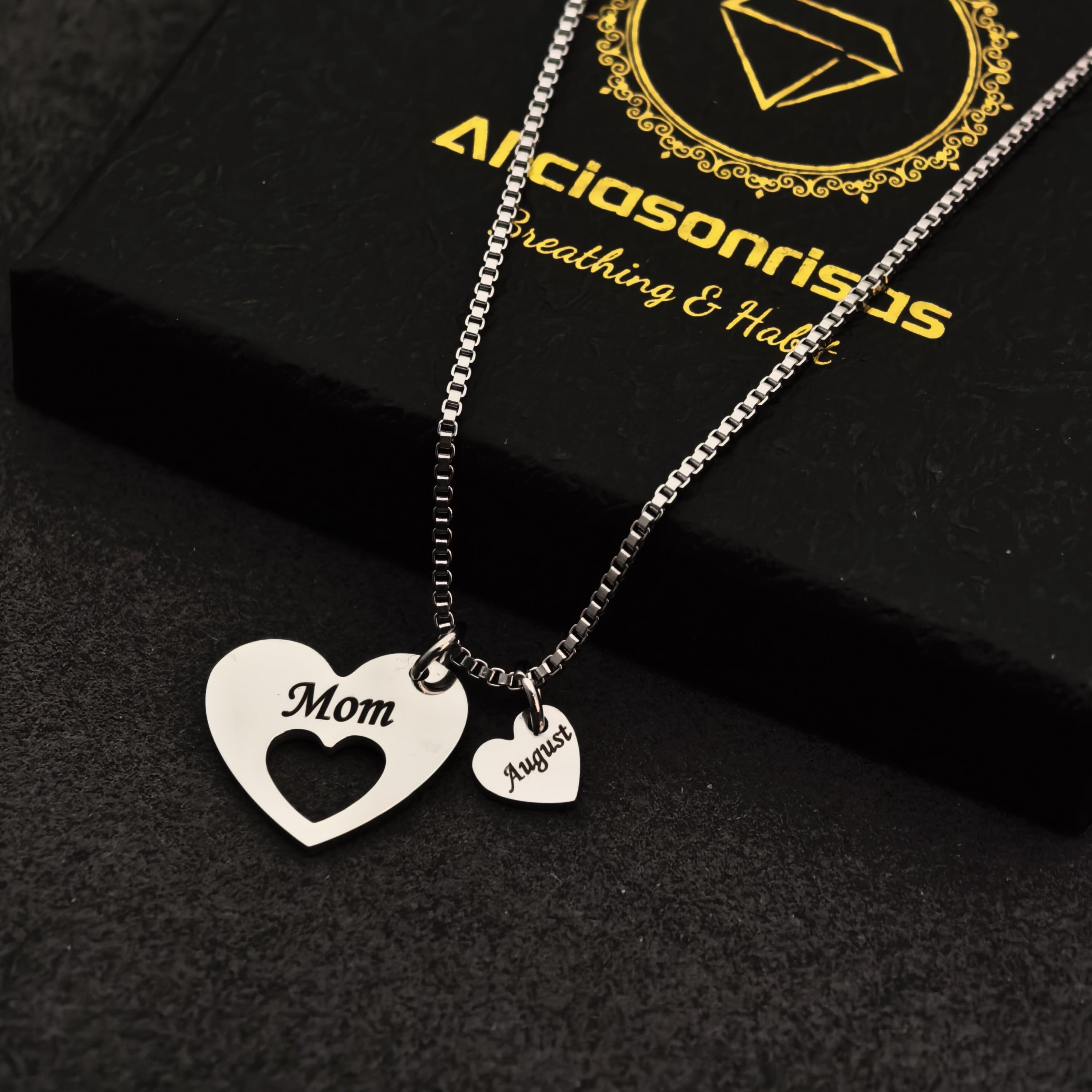 AS1988 Personalized Engraved Name Love Pendant Stainless Steel Custom Multi-name Necklace Holiday Birthday Gift for Mom