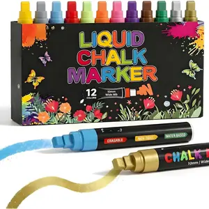 Chalk Markers for Blackboard Erasable, 12 Colors Liquid Chalk Pens with  & , 10mm  3-in-1 Tip, Washable Window Markers for Glass,   Pen, Chalkboard Whiteboard Poster Mirror