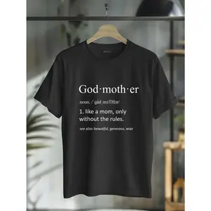 GGOR 100% Cotton Godmother Funny Definition Grandma Mothers Day T-Shirt Funny Godmother Word Definition