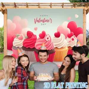 2D Flat Banners-1pc Valentine S Day Cupcakes Colorful Festival banner Functional decoration suitable for festivals, courtyards, studios, homes and garden celebrations- perfect Valentine 's Day gift
