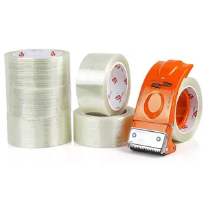 Strapping Tape with Dispenser,6 s Mono Filament Tape 2 Inch x 30 Yards,Reinforced Fiberglass ing Tape,Heavy Duty Transparent Strapping Tape for Shipping