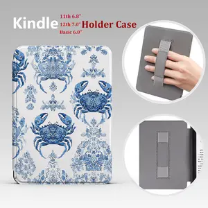 Cute Design Clear Back PU Leather Kindle Case with Holder - Auto-Sleep/Wake Computer Tablet Cover for 6.8" 11th Gen Paperwhite, 7.0" 12th Gen KPW5/KPW6, 6.0" 2022/2024 Kindle Devices