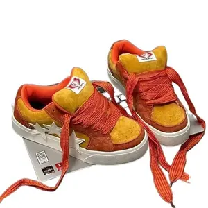 Color-Block Star Suede-Look Chunky Sneakers, Streetwear Style Women's Casual Trainers