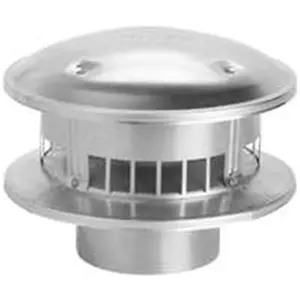 212 MAIN 5 In. Round Gas Vent Top - Aluminum Inner, Circular Form, Round Shape, Type B Vent, Household Appliance Part with External Screen for Gas Venting