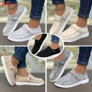 A1-Womens Loafers Women Shoes Casual Slip-On Canvas Shoes Breathable Lightweight Boat Shoes for Women