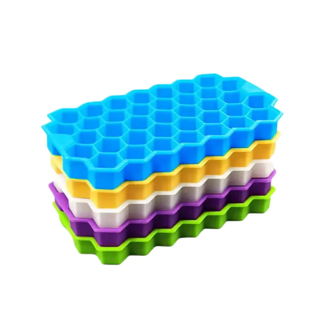 Silicone Honeycomb Ice Cube Trays | 40 Mini Cubes | Easy Release | Stackable | BPA-Free | 7 Colors