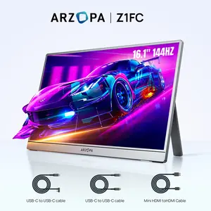 ARZOPA Z1FC 16.1" 144HZ, Gray Portable Gaming Monitor, 100% sRGB 1080P FHD Ultra Slim External Second Screen Portable Monitor Display for PS5 Xbox Switch2 Laptop PC Mac