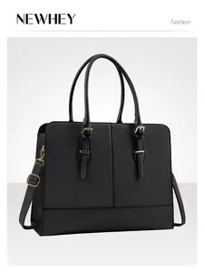 Women's 15.6 Inch PU Leather Laptop Bag, Waterproof Business Tote Briefcase, Large Capacity Office Messenger Handbag, Professional Carryall