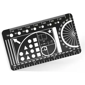 Pocket Journal Stencil - Stainless Steel Metal Bookmark with Circle Template, Ruler Conversion, Protractor & Golden Ratio - Planner Accessories for Journaling,  Study, Sketching & Notes