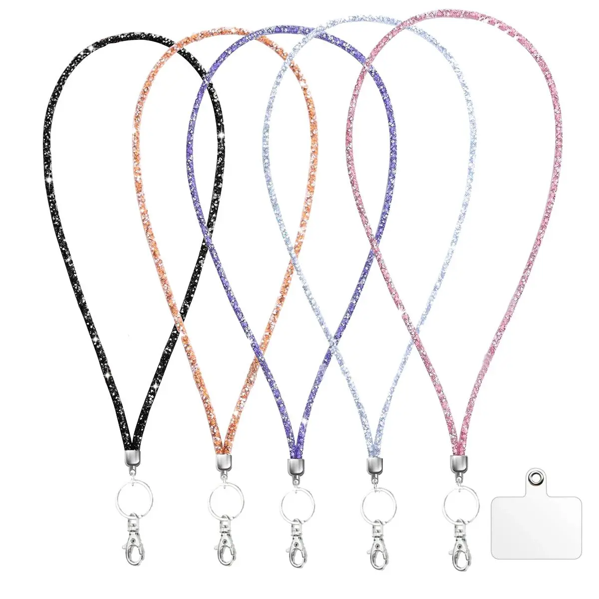 Rhinestone Decorated Lanyard with Sticker, Fashionable Lanyard with Sticker, Identification Badges & Supplies for Women Daily Party Wear, Cute Lanyards For Id Badges
