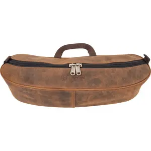 Cashel Distressed Leather Cantle Bag - Premium Rustic Trail Riding Saddle Bag with Double Zipper and Contoured Fit
