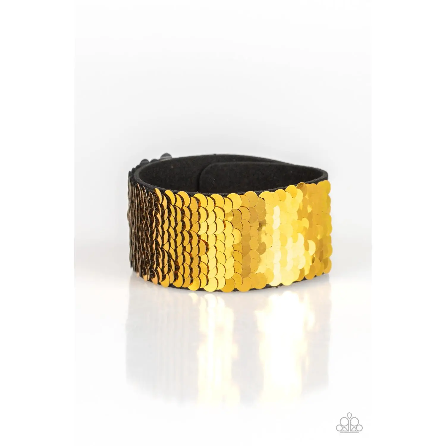Mer-Mazingly Mermaid - Paparazzi - Gold and Silver Sequin Black Suede Wrap Bracelet