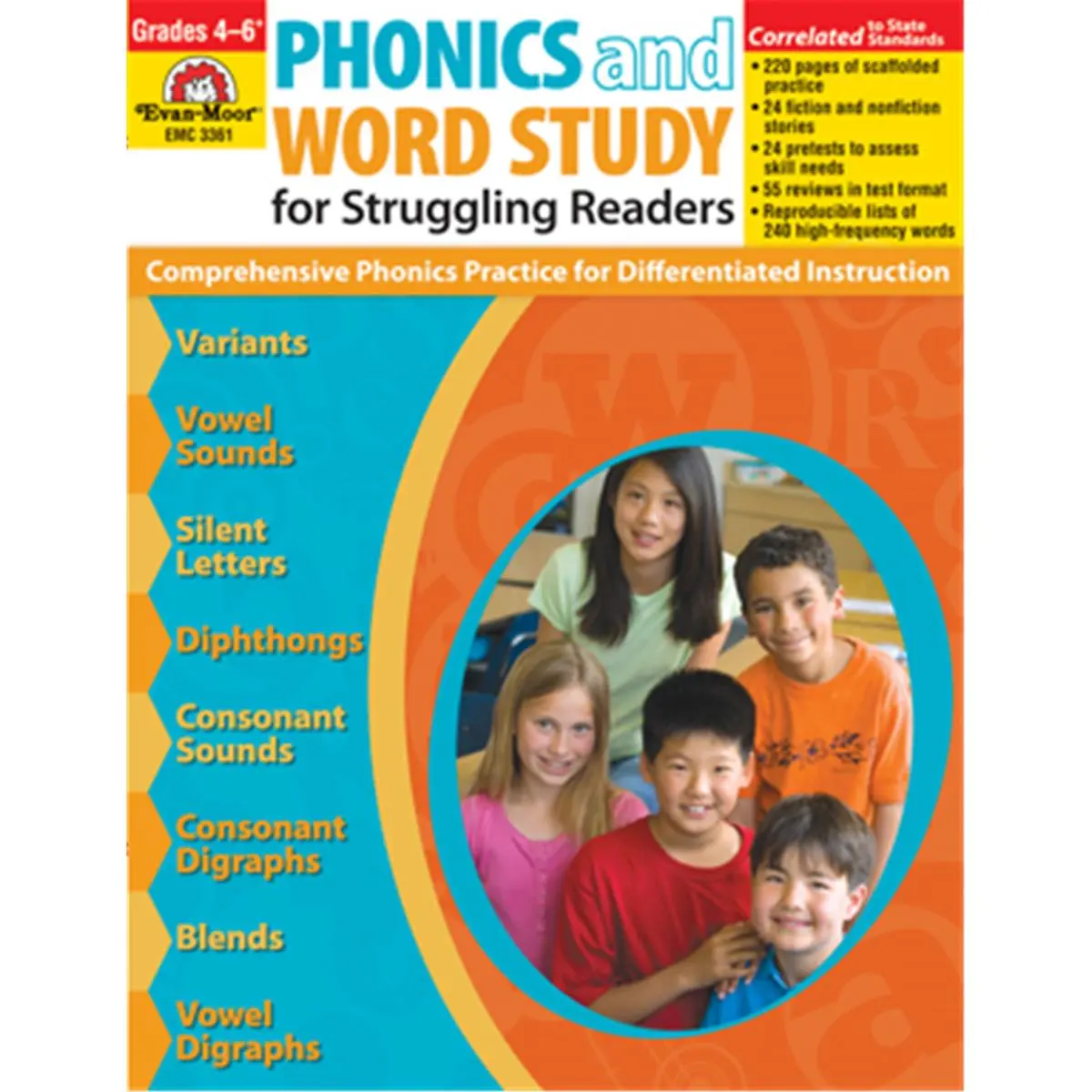 Evan Moor Educational Publishers 3361 Phonics and Word Study Book - English Language Textbook, Letter Sound Learning Materials for Struggling Readers