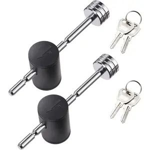 Trailer Tongue Coupler Lock Adjustable Trailer Coupler Pin Lock Keyed Alike 2 Pack Dia 1/4 Inch 3 Inch Effectice Length Fit 1 Inch to 3 Inch Latch-Type Coupler for Towing Truck RV Car Trailer
