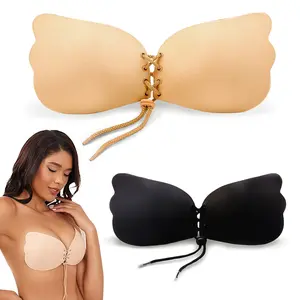 2 Pairs of Wing-Shaped Adhesive Push-Up Bras with Drawstring, Strapless Invisible, Lift and Enhance, 2-Cup Size Enhancement, Comfortable and Elegant, Suitable for Dresses, Off-Shoulder Tops, or Various Party Occasions