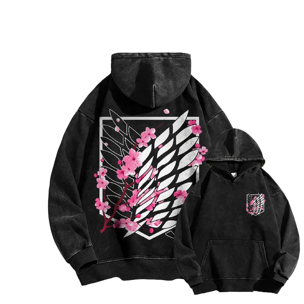 Attack on Titan Casual Washed T-Shirt, Sweatshirt, Hoodie Anime Graphic Tee Streetwear Fan Gift