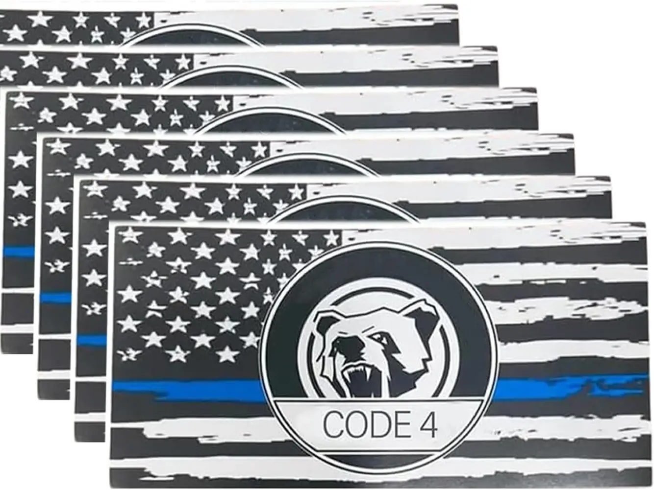 Bumper Sticker, Thin Blue Line American Flag, Code 4, Car, Truck & Window Waterproof Vinyl Car Stickers Decals