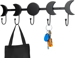 IRISVITA Moon Phase Wall Hanging Hooks (Updated) for Keys, Mug, Jewelry. Key Holder for Wall Decorative, Gothic Decor for Bedroom, Gothic Home Decor, Witch Decor, Matching Screws and Anchors Included