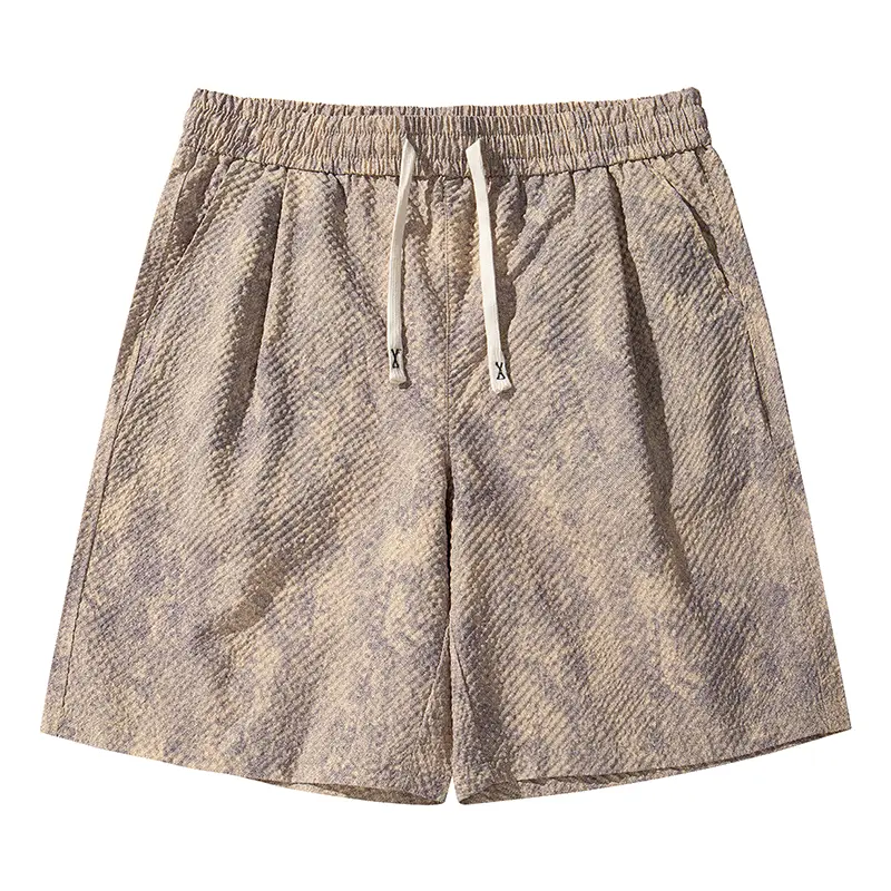 Men's Summer Bubble Texture Casual Shorts, Breathable Wrinkle Resistant Loose Knee Length Drawstring Elastic Waist Lightweight Vacation Beach Walking Daily Streetwear Athletic Board Shorts