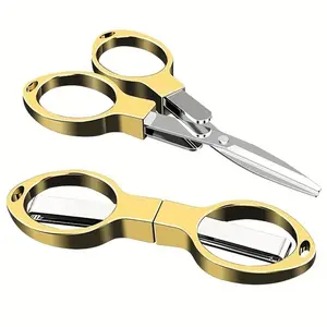 Portable Stainless Steel Folding Scissors, Mini Safety Multifunctional Retractable Scissors, Cutting Tool for Office School Travel, Cardboard Cutter