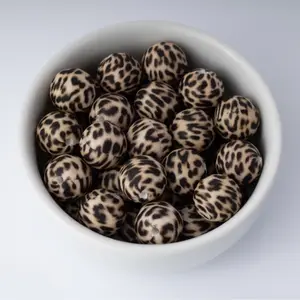 Dot Leopard Silicone Beads Printed Round Silicone Beads