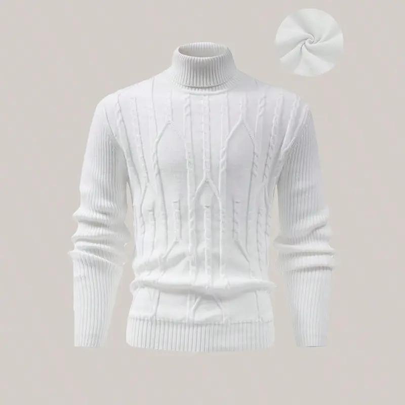 Men's winter long sleeved high neck knitted warm solid color base sweater for autumn and winter, trendy and versatile high street clothes for men