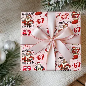 PINK Wrapping Papers, 67 Meme Funny Christmas Gift Wrap for Kids, Childrens Brain Rot, Funny Gift Idea, Holiday Wrapping Roll