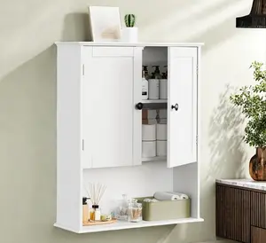 Bathroom Wall Cabinet 24"x30", Painted White Medicine Cabinet W/Adjustable Shelf, Easy Assembly Laundry Wall Cabinet Above Toilet Storage Cabinet Wall Mounted, Over the Toilet Storage Cabinet