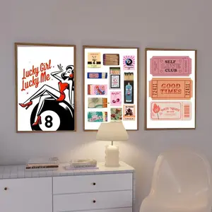 Set of 3 Trendy Prints Black White Poster Matchbox Print Vintage Matchbook Wall Art Retro Ticket Print Preppy Wall Decor Retro Bar Cart Art, Room Decor, Unframed