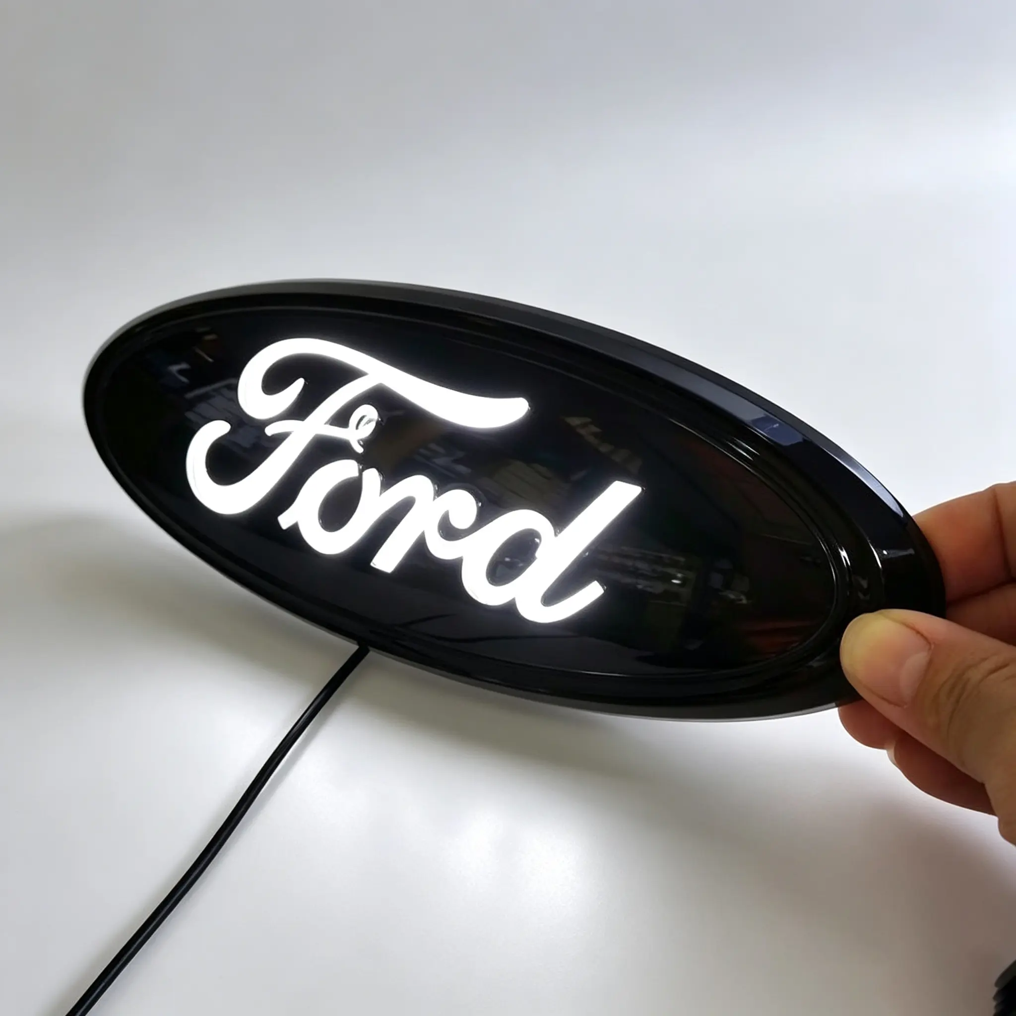 Ford LED Front Grill Emblem Light - 12V DC Power Luminous Exterior Auto Part, Plug-and-Play Illuminated Logo, Weather-Resistant Easy-Install LED Lights for F-150, Raptor, Edge, Explorer, Everest, Expedition | Car Accessories, Accessories for Car