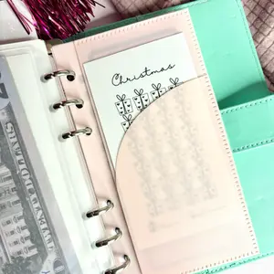 A6 Pink Three Pocket Envelopes with Category Sticker 5pc set